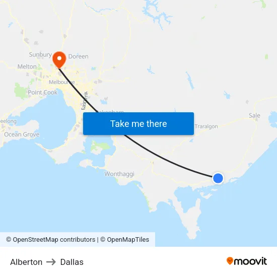 Alberton to Dallas map