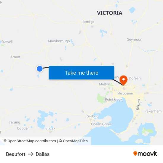Beaufort to Dallas map