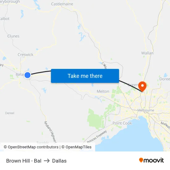Brown Hill - Bal to Dallas map