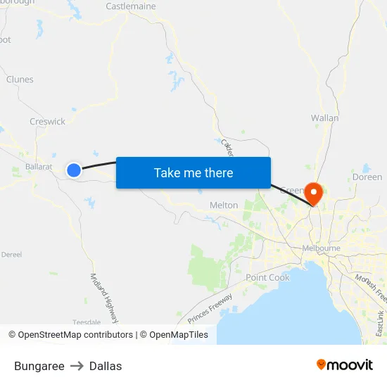 Bungaree to Dallas map