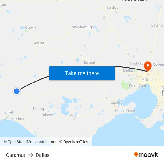 Caramut to Dallas map