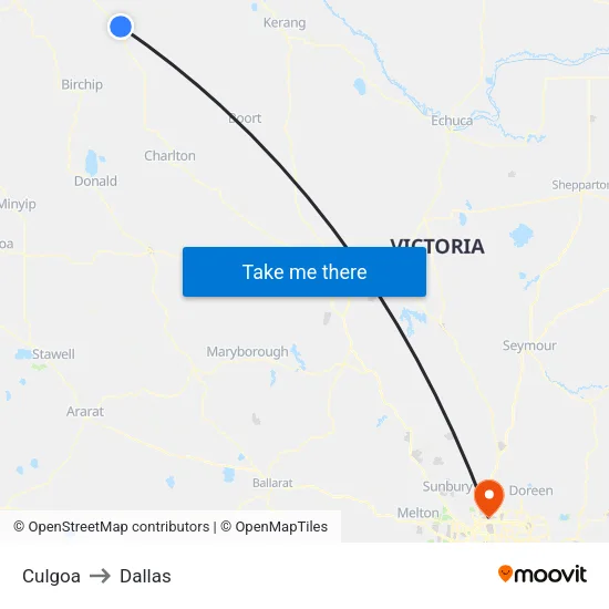 Culgoa to Dallas map