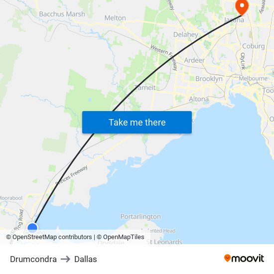 Drumcondra to Dallas map