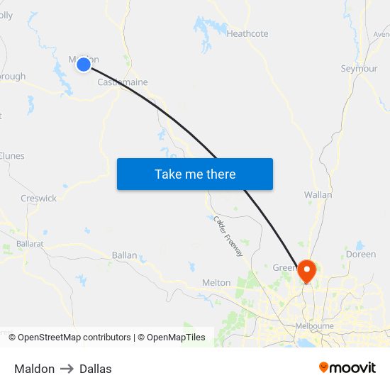 Maldon to Dallas map