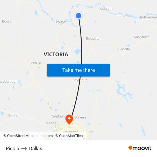Picola to Dallas map