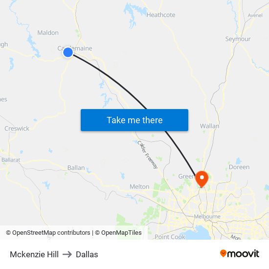 Mckenzie Hill to Dallas map