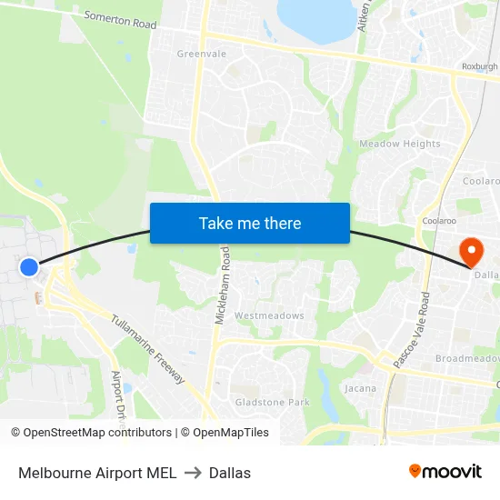 Melbourne Airport MEL to Dallas map