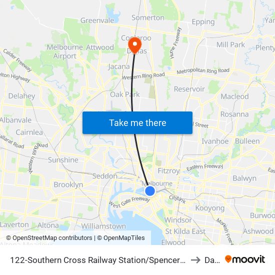 122-Southern Cross Railway Station/Spencer St (Melbourne City) to Dallas map
