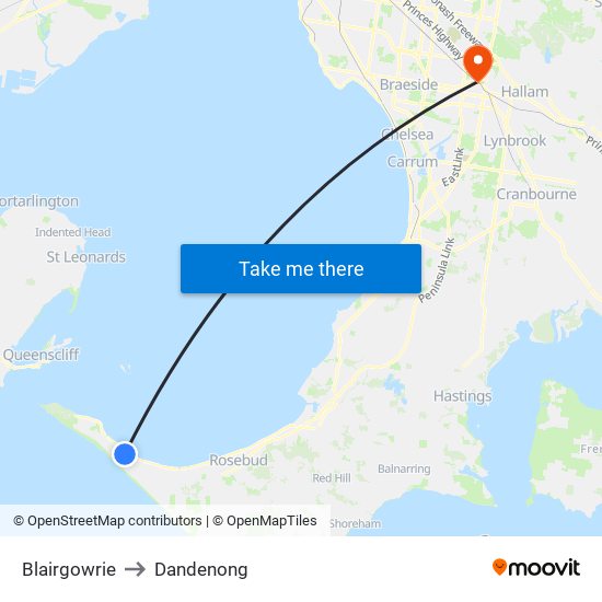 Blairgowrie to Dandenong map