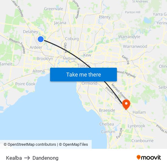 Kealba to Dandenong map