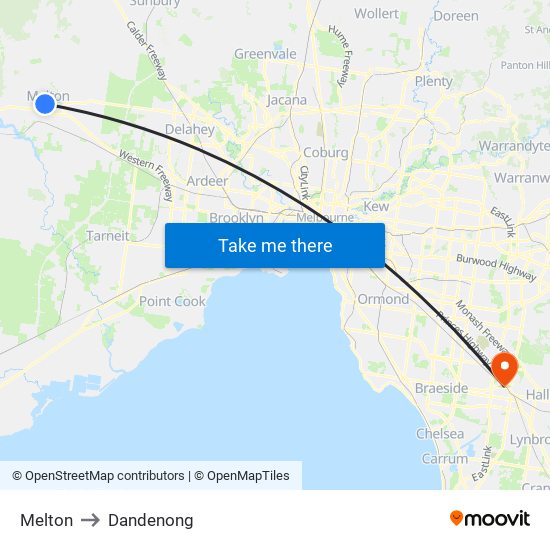 Melton to Dandenong map