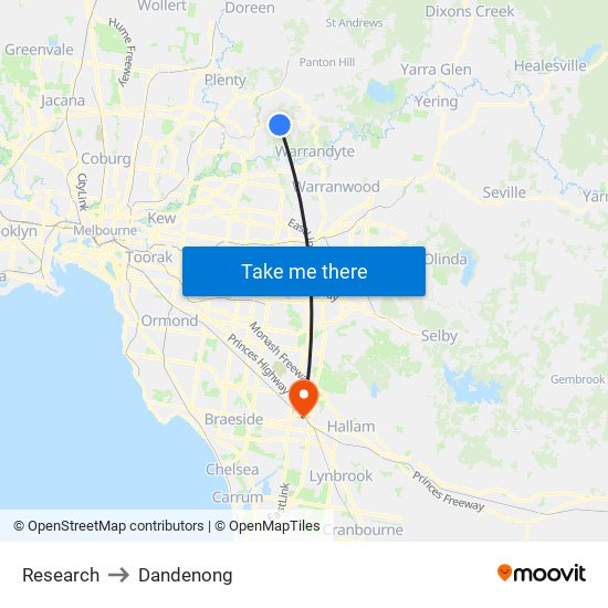 Research to Dandenong map