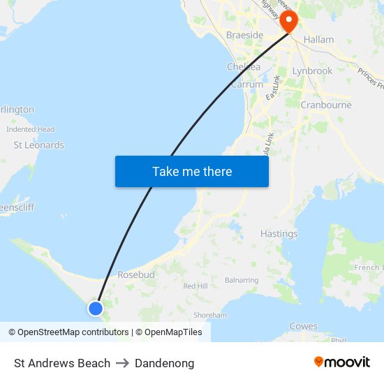 St Andrews Beach to Dandenong map