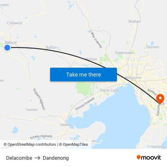 Delacombe to Dandenong map