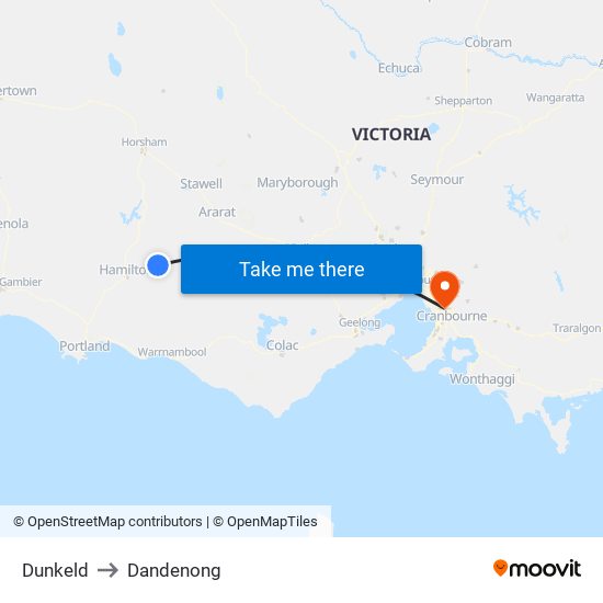 Dunkeld to Dandenong map