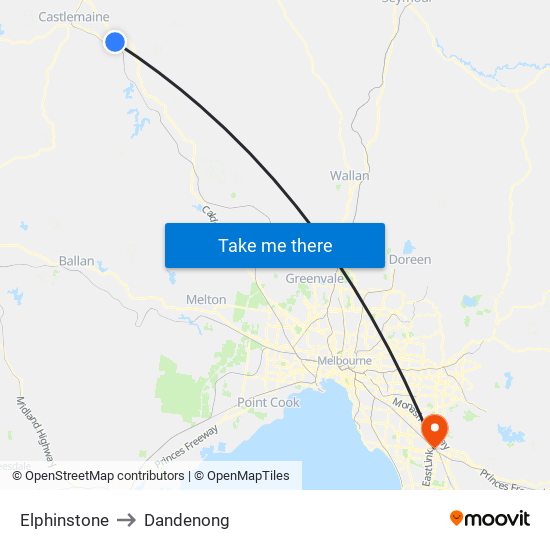 Elphinstone to Dandenong map