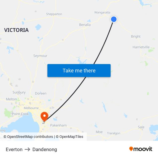 Everton to Dandenong map