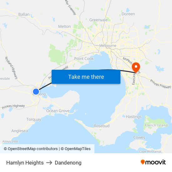 Hamlyn Heights to Dandenong map