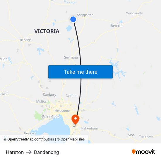 Harston to Dandenong map