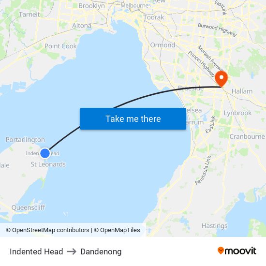 Indented Head to Dandenong map
