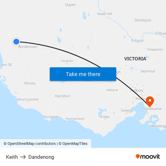 Keith to Dandenong map