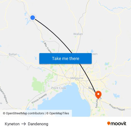 Kyneton to Dandenong map