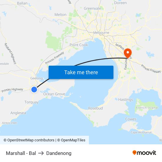 Marshall - Bal to Dandenong map