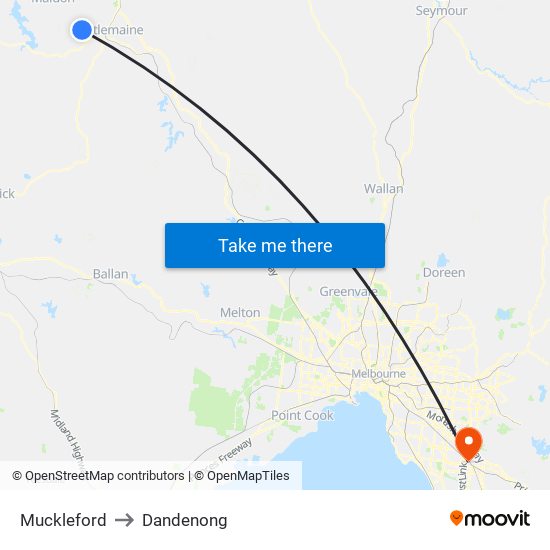 Muckleford to Dandenong map