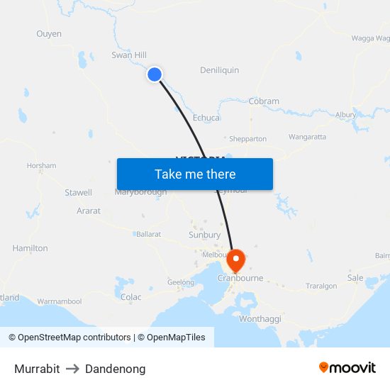 Murrabit to Dandenong map