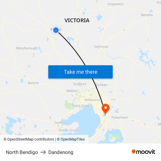 North Bendigo to Dandenong map