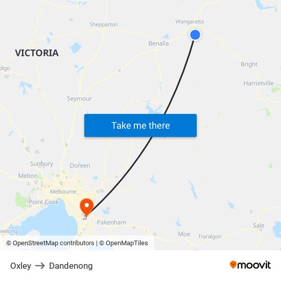 Oxley to Dandenong map