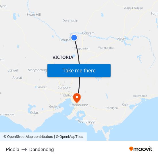 Picola to Dandenong map