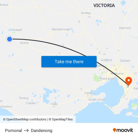 Pomonal to Dandenong map