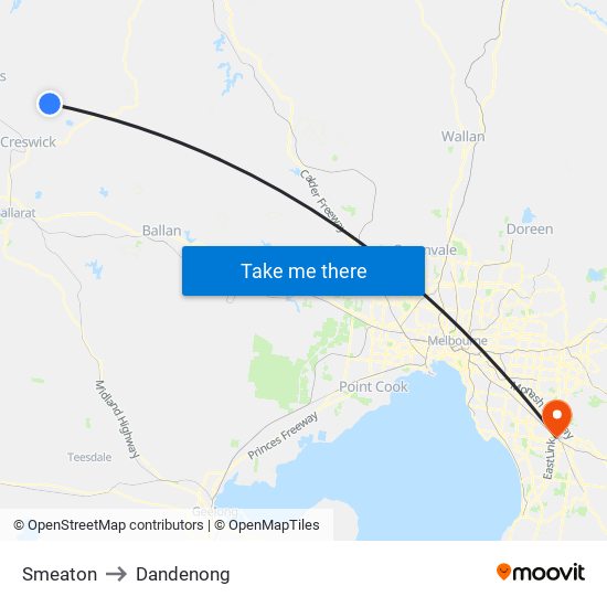 Smeaton to Dandenong map
