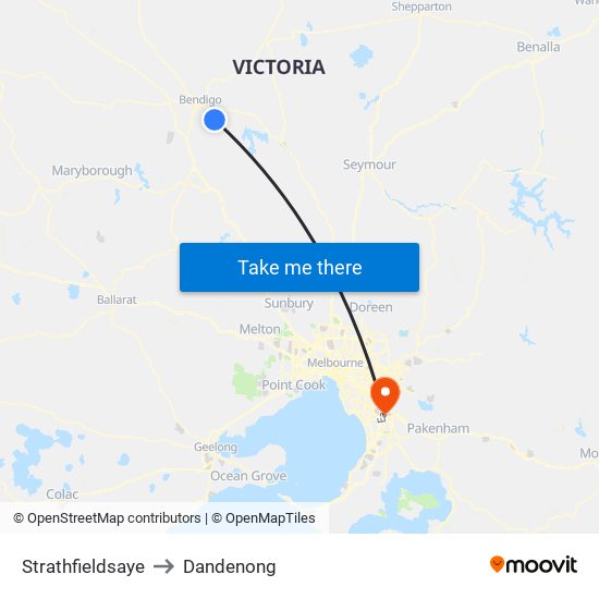 Strathfieldsaye to Dandenong map