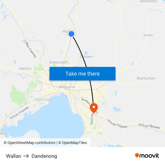 Wallan to Dandenong map