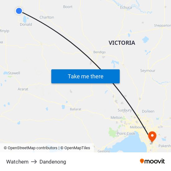 Watchem to Dandenong map