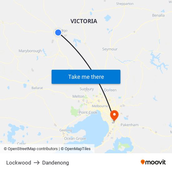 Lockwood to Dandenong map