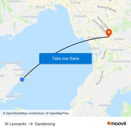 St Leonards to Dandenong map