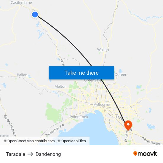 Taradale to Dandenong map