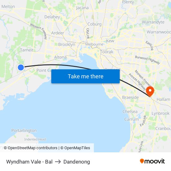 Wyndham Vale - Bal to Dandenong map