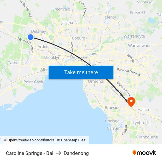 Caroline Springs - Bal to Dandenong map