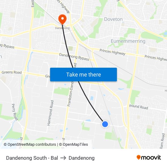 Dandenong South - Bal to Dandenong map