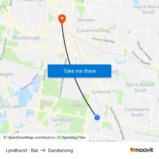 Lyndhurst - Bal to Dandenong map