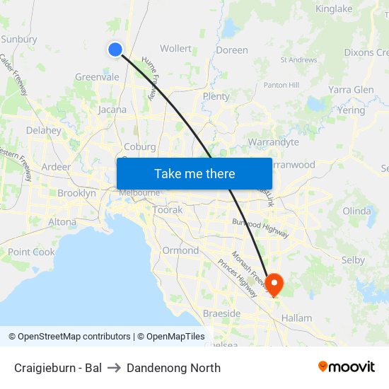 Craigieburn - Bal to Dandenong North map