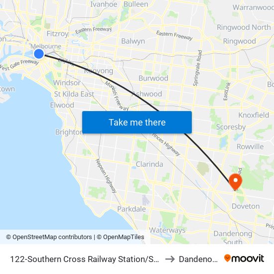 122-Southern Cross Railway Station/Spencer St (Melbourne City) to Dandenong North map