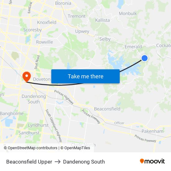 Beaconsfield Upper to Dandenong South map