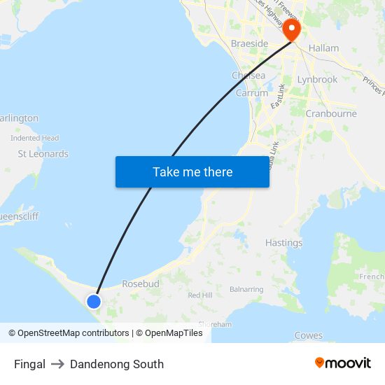 Fingal to Dandenong South map