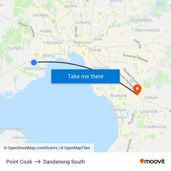 Point Cook to Dandenong South map