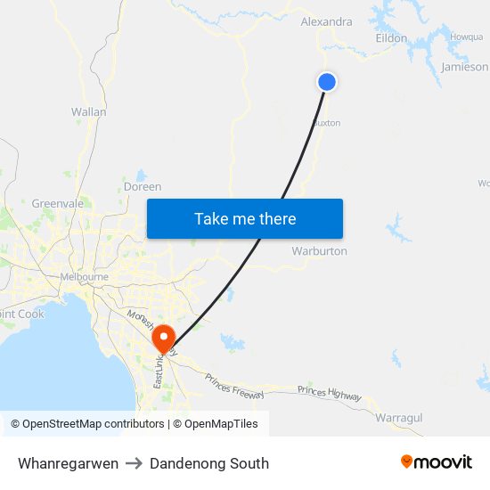 Whanregarwen to Dandenong South map